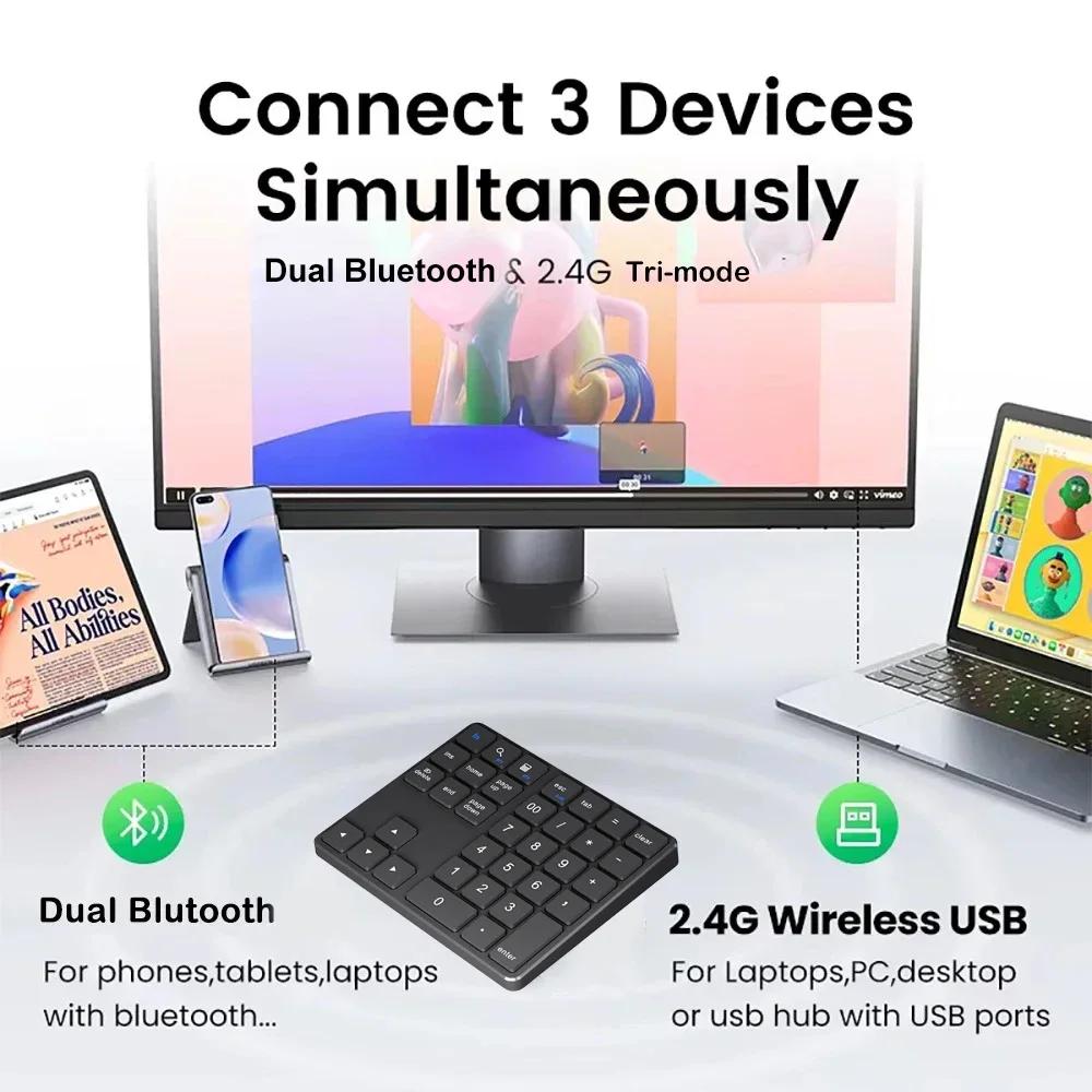 Mini Teclado Digital Inalámbrico 2.4G Teclado Numérico Bluetooth Teclado Recargable 35 Teclas Teclado Numpad para Android Window PC