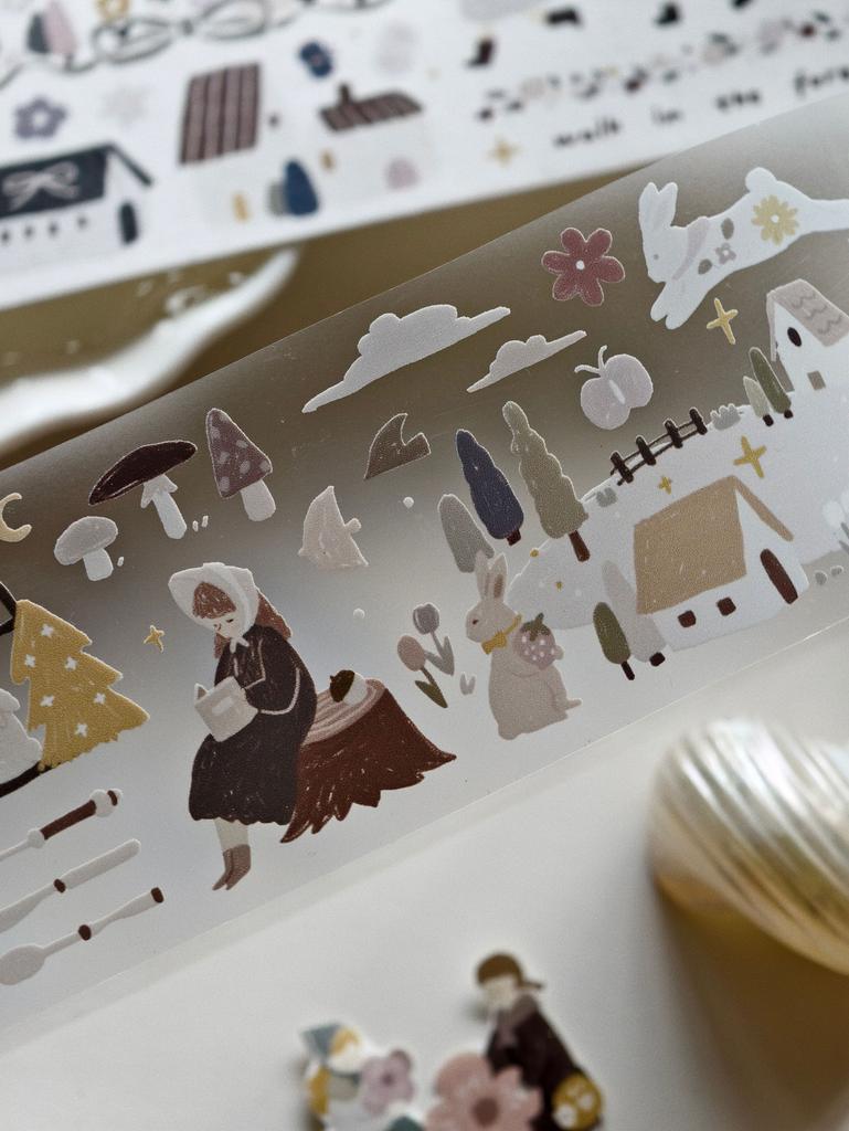 Light Retro Salt Style Journal Washi Tape - 'Field Afternoon Tea' PET Design