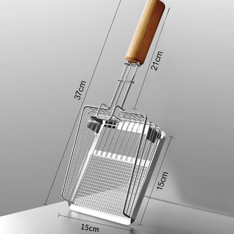 

Лопата для кошачьего туалета из нержавеющей стали с деревянной ручкой, легко ржавеет, моется, совок для кошачьего туалета, инструмент для чистки кошачьего туалета as the picture