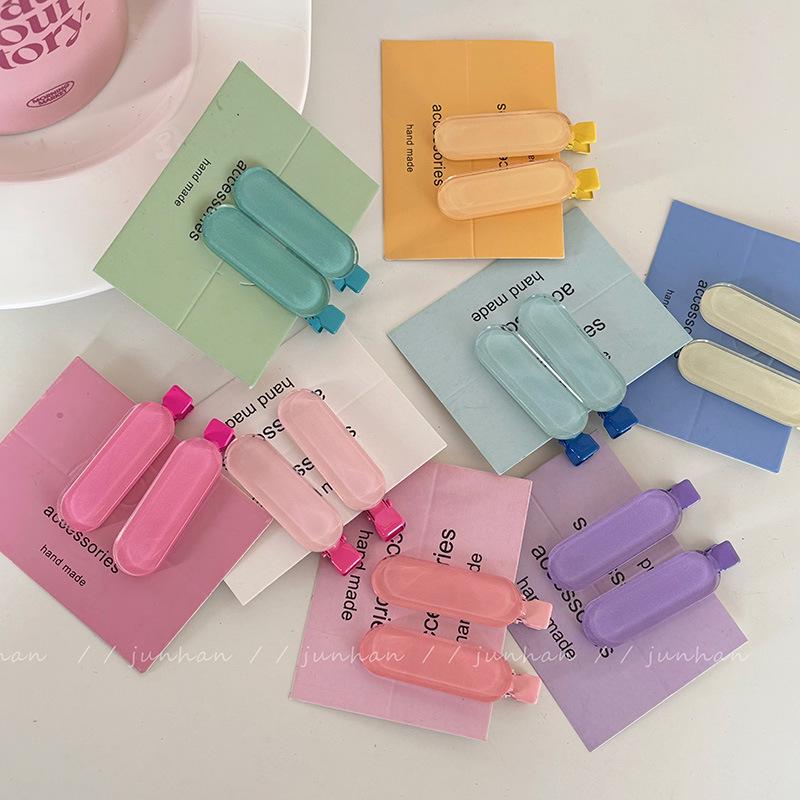 

Ice Transparent Jelly Candy Colored No-Mark Makeup & Bangs Hairpin Duckbill Clip