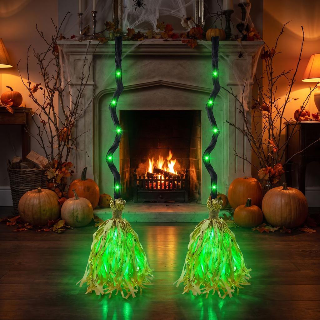 2er-Pack Halloween animierte leuchtende Hexe mit unheimlichen Geräuschen, bewegt sich nach oben, für die Innendekoration