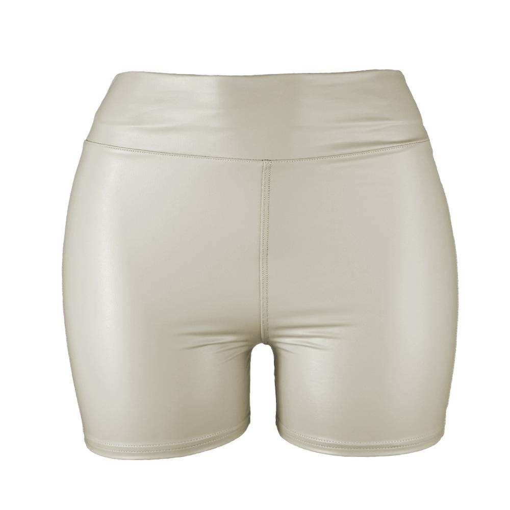 Moda feminina sexy cor pu-couro calças quentes blusas shorts