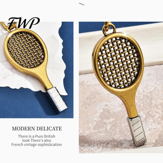 Sports Charm Keychain Pendant Style Mini Racket Tennis Ball Design Key Chain Lightweight Bag Car Accessory