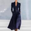 European and American Independent Station Elegant Waist Dress V-neck Bubble Sleeve Long Sleeve Big Swing Women's Dress