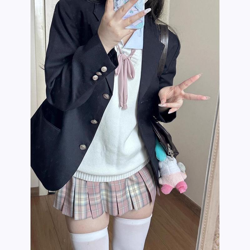 Japanese Academy Style High Waist Plaid Pleated Skirt - Flower Sea Collection