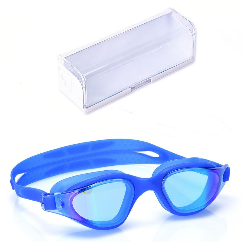 Adult Swimming Goggles, Anti-fog, Professional One-piece Silicone Large-frame Electroplated Swim Goggles