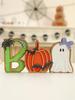 1pc Halloween Wooden"BOO"Table Decor, Ghost,Pumpkin Bat & Letter B with Spider, Colorful Ornaments for Festive Home Desktop Gift