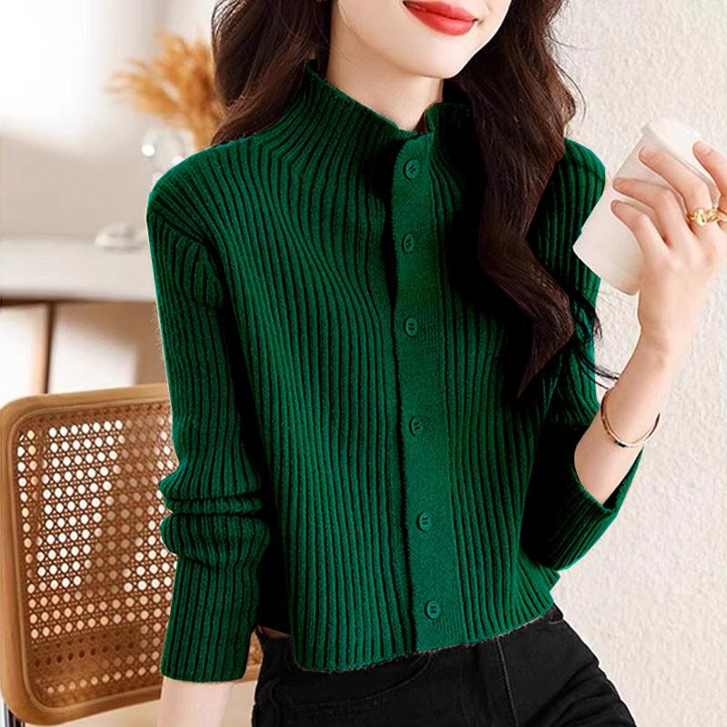 Women Autumn High Neck Slim Fit Base Sweater Western-Style Knitted Top Long Sleeved Knitted Sweater