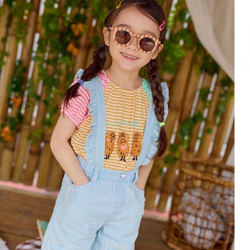 [lilypuri] Rüschen-Overalls 4-teilige Hose 2-farbig 