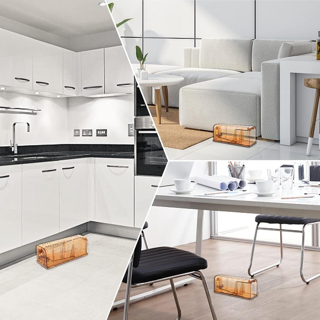 Small Mouse Mouse Expandable Easy To Set Clear Color for Easy Capture Trap, Step-Type Trap, Repellent, Size, Up, Reusable, (Brown, 4-Pack)