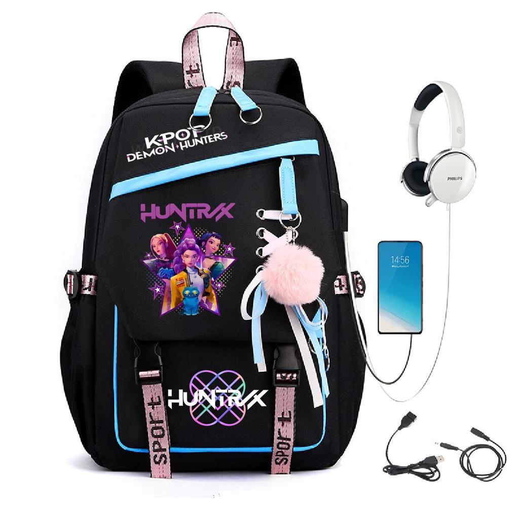 College style ins trend witch hunter Korean version USB multi-function backpack large capacity student bag