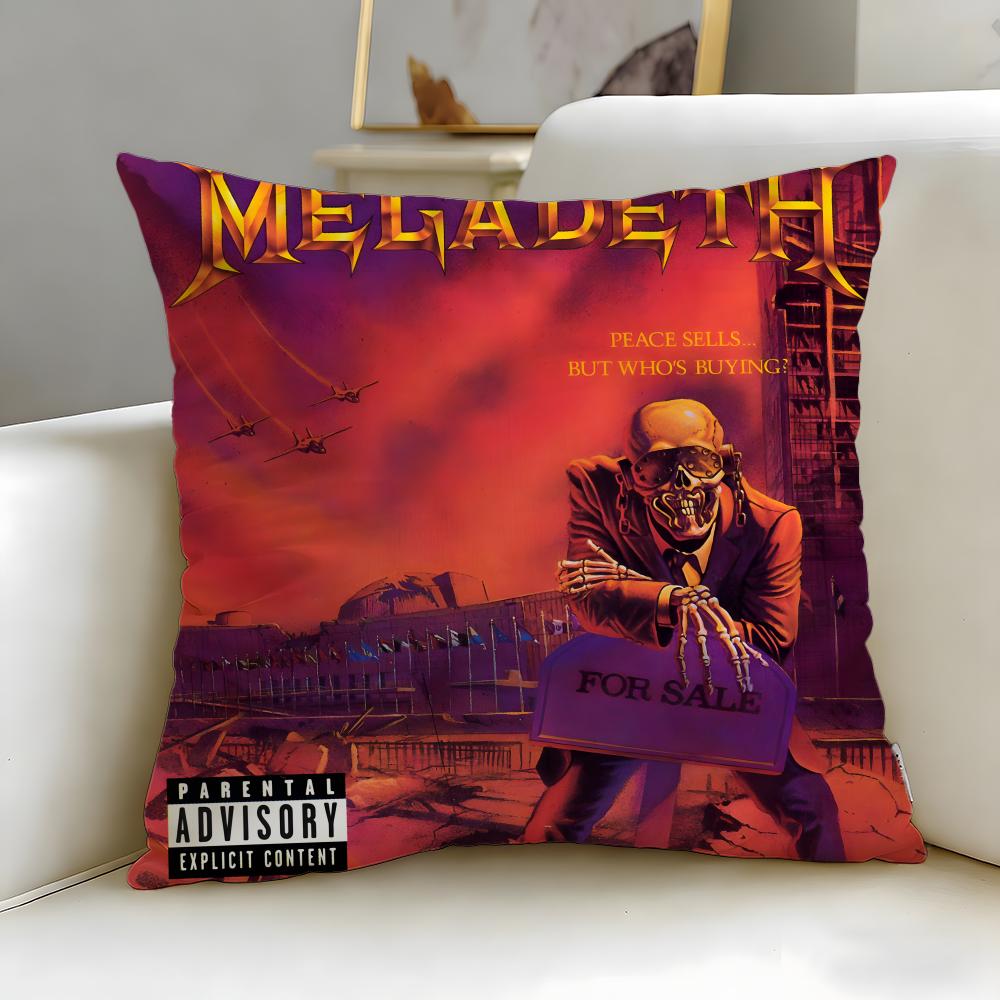 classic band Megadeth Cushion Cover Soft EasyWash Pillow Case Versatile for Couch Bed Travel and Office