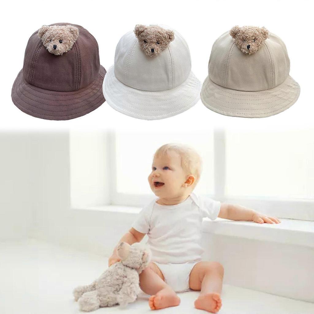 Children Bucket Hat Windproof Spring Hat Sun Protective Infant Fisherman Hat Skin Friendly Toddler Visor-Hat Camping Hat  off white