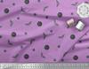 Soimoi Purple Japan Crepe Satin Fabric Moon,Star & Bats Halloween Print Fabric by the Metre 42 Inch