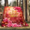 1pc Love Heart Roses Outdoor Blanket - Lightweight Flannel Throw For Travel, Camping, Livingroom, Couch, Chair yy251114202