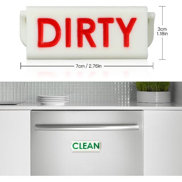 Magicfour Dishwasher Clean Dirty Sign, Adhesive Flip Sign for Dishwashers, Easy to Read for Kitchen Storage and Decoration Accessories (1 Pack)