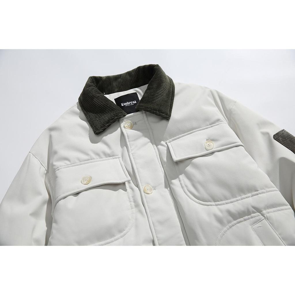 UNDREST Men's Winter Patchwork Down Jacket - Warm, Loose Fit with Lapel Design YR10