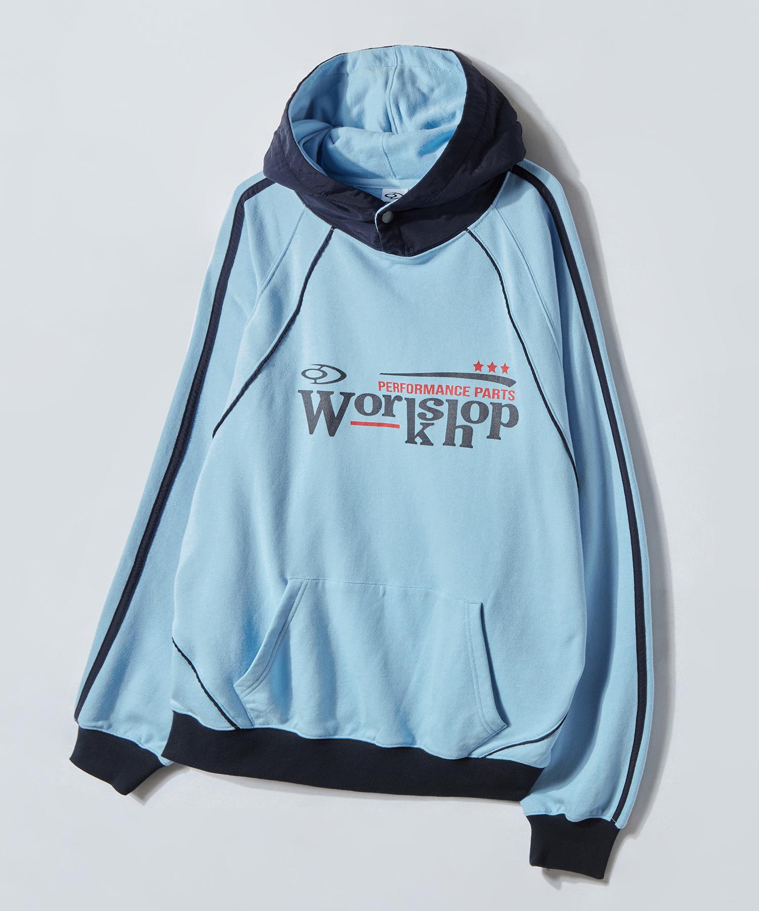 Travel Workshop Line Raglan Nylon Mix Hoodie Light Blue Light Blue/Small
