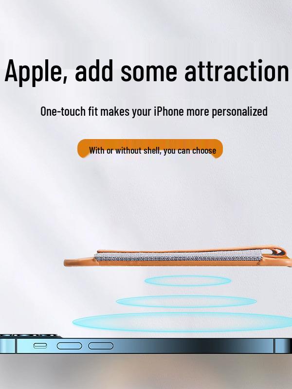 MagSafe Kompatibler iPhone 12/14 Pro Leder-Kartenhalter mit elastischem Band