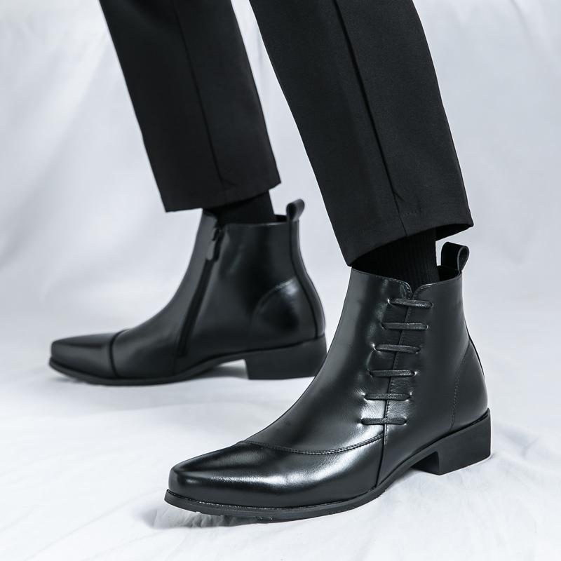 Knight Men's Boots designer casual style Outdoor Trendy Streets plus size Suit shoes Leisure Business Black versatile