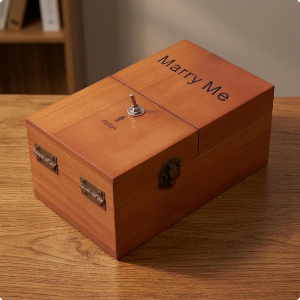 Hinged Lid Wooden Novelty Item Interactive Box Wood Grain