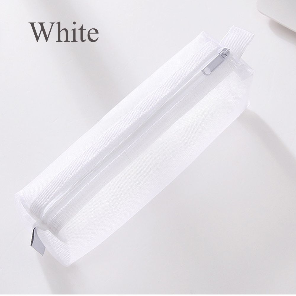 Purse Handbags Cosmetic Makeup Transparent Grid  Zipper Pencil Case Mesh Pen Bag Cosmetic Storage