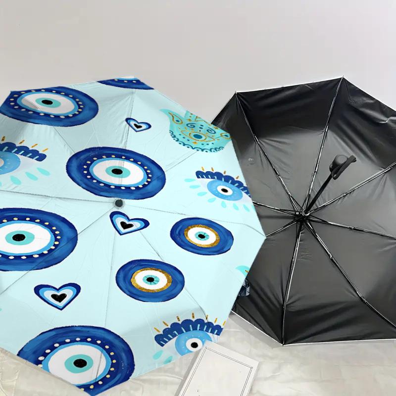 1PC evil eye hamsa Umbrella-8-Rib Reinforced, Automatic Open, Lightweight & Durable, Fashion Accessory for Outdoor, J0328