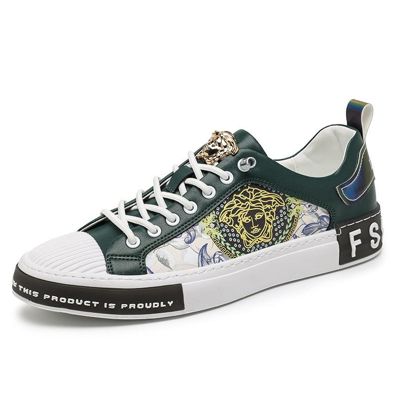 

New Korean version of versatile casual trendy shoes Medusa trendy shoes European station men s shoes first layer cowhide board shoes 39 зелёный