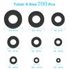 700Pcs Black and White Nylon Flat Gasket Set, Black Insulating Gasket, White Plastic Gasket Box.