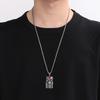 Vintage Skull Square Pendant Necklace for Men Stainless Steel Round Charm Pendant Domineering Trend Jewelry Gift