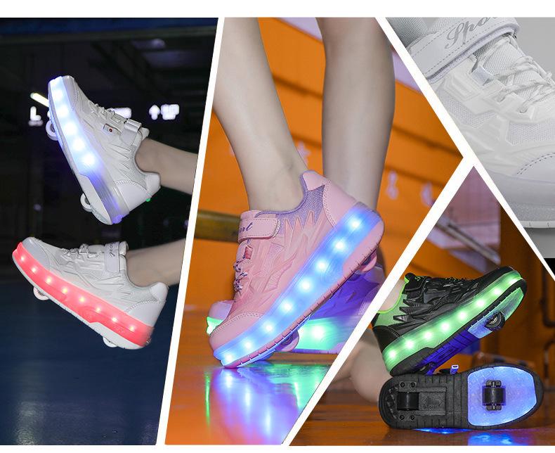 Işıklı Çocuk Parlayan Çift Tekerlekli Paten Ayakkabıları - Erkek ve Kız Çocukları İçin Inline Paten