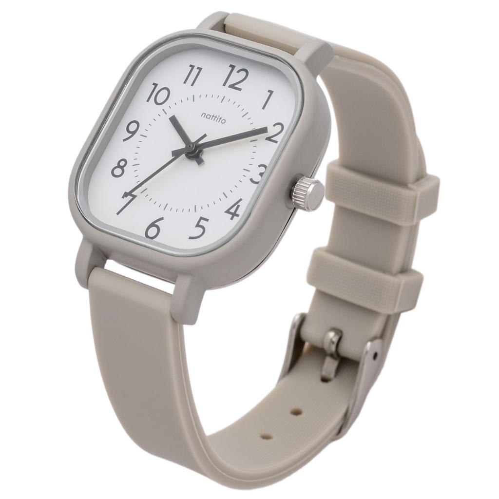 Fieldwork Analog Watch with Silicone Burg Women's Strap, Rectangular, Gray, YM121-2