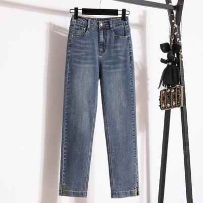 DIMANAF 2024 Plus Size Women Jeans Pants Denim Female Pencil Elastic Basic Blue High Waist Trousers Oversize Fashion New Pants