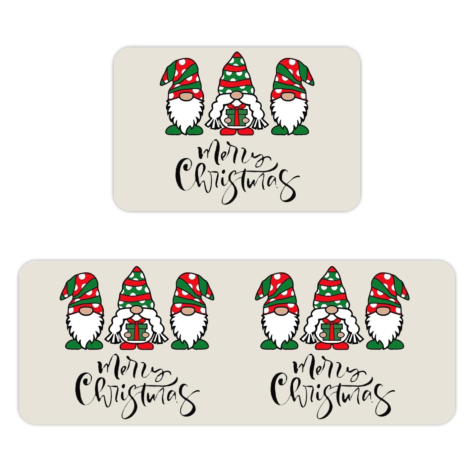 

Christmas Kitchen Anti-slip Mat Carpet Flannel Doormat Two-piece Set One Size