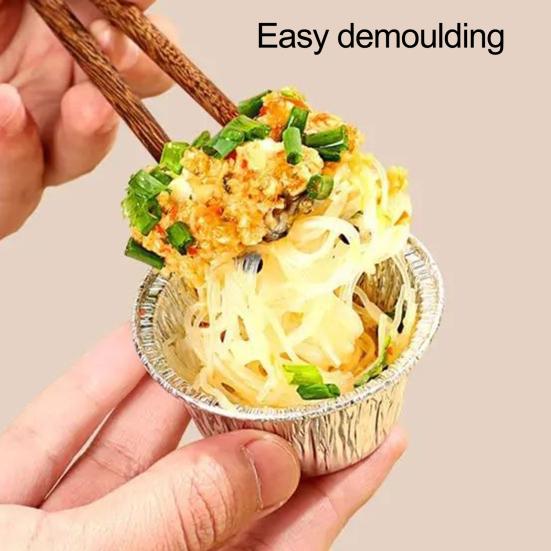 100Pcs Egg Tart Cup Grease-proof Disposable DIY Aluminum Foil Mini Oyster Tray for Outdoor BBQ