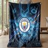 Manchester City Theme Blanket Soft Flannel Blanket Plush Throw Blanket Cozy Sofa Bed Blanket for Home Decor