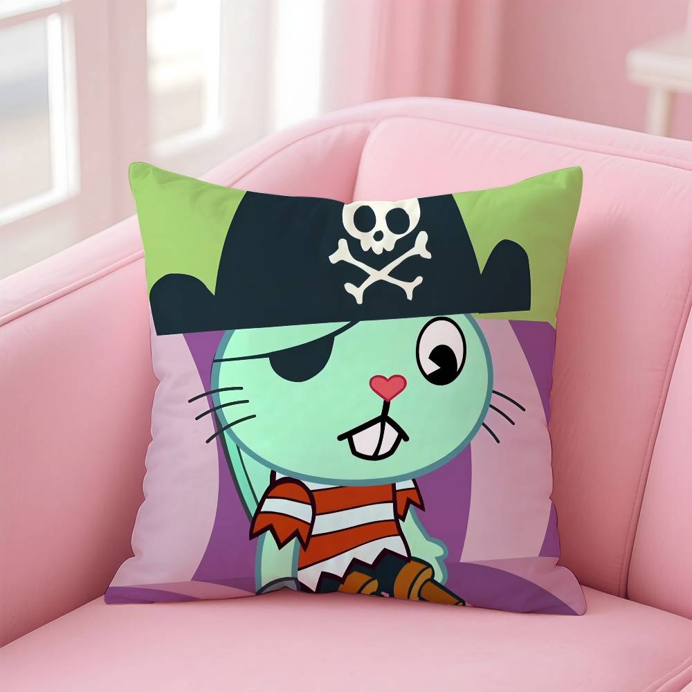 N-Nutty H-Happy Tree F-Friends Pillow Case Comfort Sofa Bed Silky Elegant Invisible Zipper Custom Decorative Cushion Cover