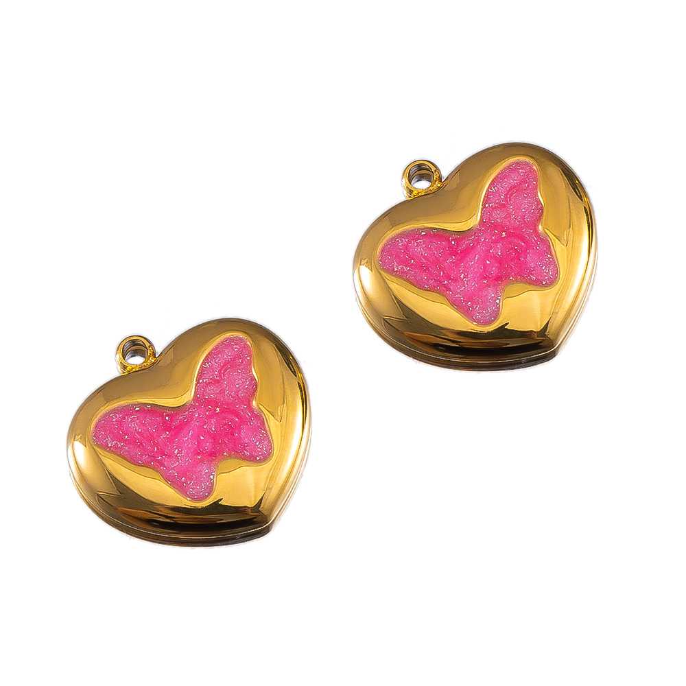 Stainless Steel Pendant Series Pink and Purple Cute Pendant Multiple Choice Earring Components DIY Necklace Jewelry Accessories