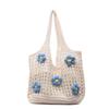 Cotton Woven Beach Bag With Floral Pattern For Summer Vacation And Daily Use