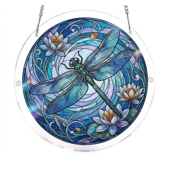 Acryl Puzzlesonnensammler, Lebensbaum/Blumen im Buntglas-Stil Fensterhänge-Dekoration, DIY Sonnensammler-Set für Zuhause, Garten