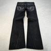 Vintage X Ray Waxing Tribal Embroidery Men's Flared Jeans Gothic High Street Unisex Punk Slim Fit Jeans Y2K Baggy Flared Jeans