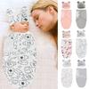 Set Coperta e Cappellino per Neonato Stampa Cartoni Animati Cotone Fasciatoio Neonato Fasciatoio Regolabile per Dormire Neonato Tutte le Stagioni 0-6 Mesi
