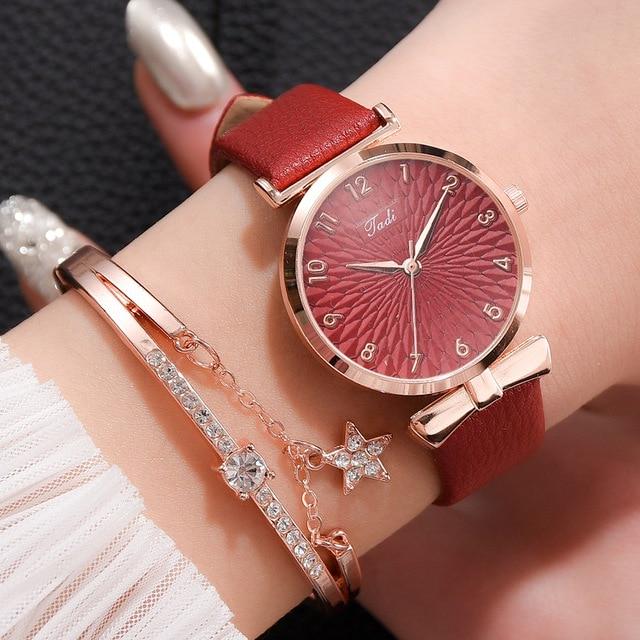 Luxury Women's Bracelet Quartz Watch Women's Magnetic Watch Women's Pink Dial Watch Clock