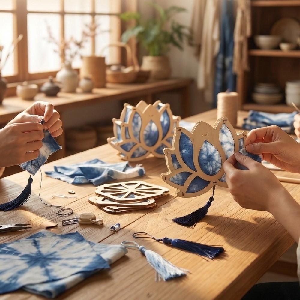 Retro Tie Dyed Lanterns Rabbit Shape Glowing Lanterns Wooden Handheld Lanterns Mid-Autumn Festival