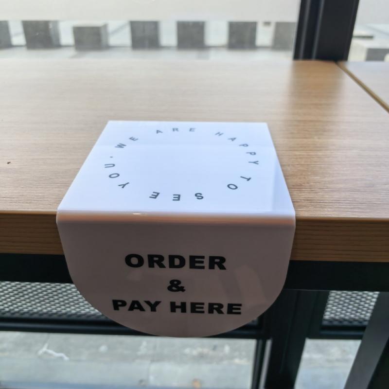 Segno Acrilico Tavolo Contatore Ordina & Paga Qui 15X12Cm Caffetteria Segno Ordina Qui Ritiro Caffè Ornamenti da Tavolo in Acrilico