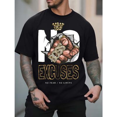 European Sizes Men's Pure - Black T - Shirt: Royal Boss Vibe: Crystal Crown Tee