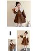 Spring Lace Collar Dress for Girls - Bow Embroidered Princess Skirt