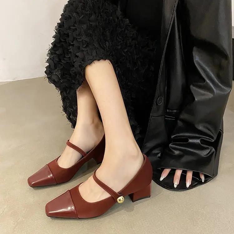 Fashion Platform High Heels for Women Beach Fashion Sexy Light Cut Buckle Square with Simple Fashion Banquet Solid Color All Match Style