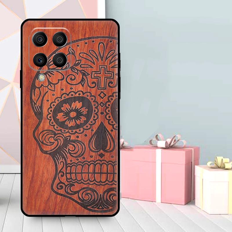 Natural Bamboo Wood Animal Print Case For Samsung Galaxy M16 M31 M21 M13 M33 M53 M15 M35 M55 M36 M56 M12 M32 M52 M14 M34 M54