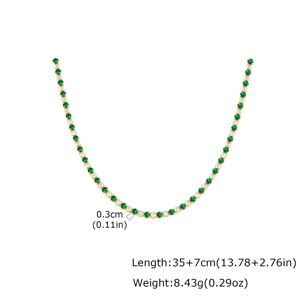 Shiny AAA+ 3mm Colorful Crystal Tennis Chain Necklace Bling Rainbow Cubic Zircon Choker for Women Party Fine Jewelry Gift